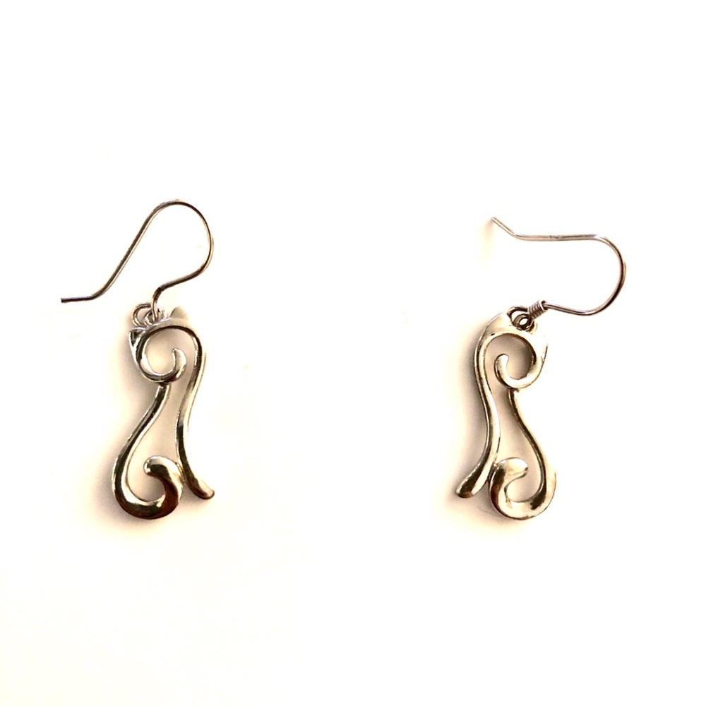 Silver cat earrings